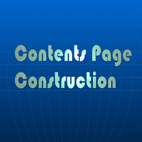 Contents Page Construction