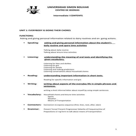 Contents intermediate I