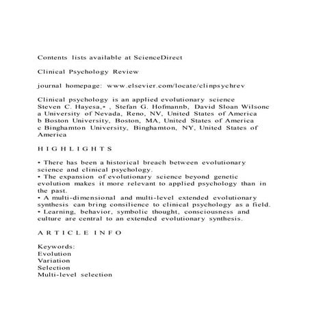 Contents lists available at ScienceDirect Clinical Psychol | PDF