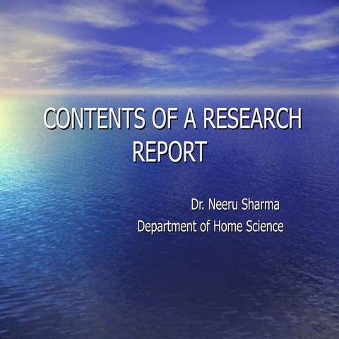 Contents Of A Research Repor Tppt