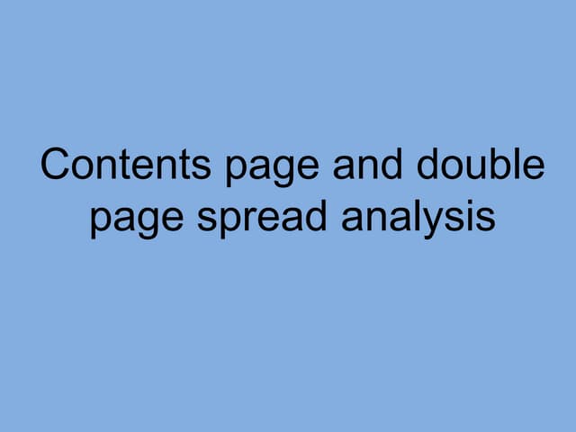 Contents Page and Double Page Spread