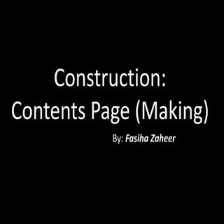 Contents Page (Making)