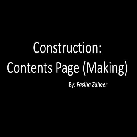 Contents Page (Making)