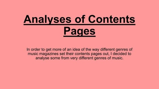 Analyses of contents pages | PPT