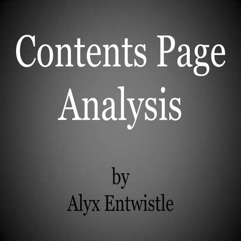 Contents Page Analysis