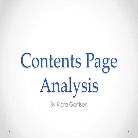 Contents Page Analysis