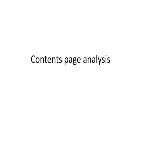 Contents page analysis