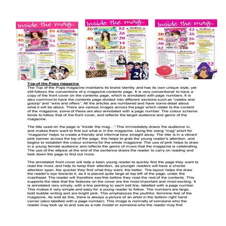 Contents page analysis