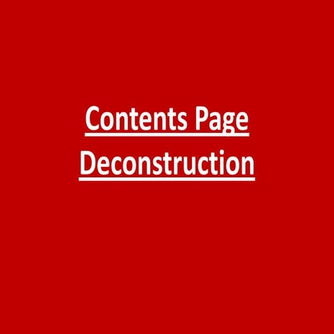 Contents page deconstruction