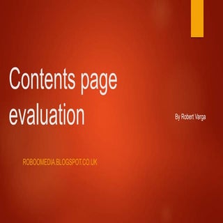 Contents page evaluation