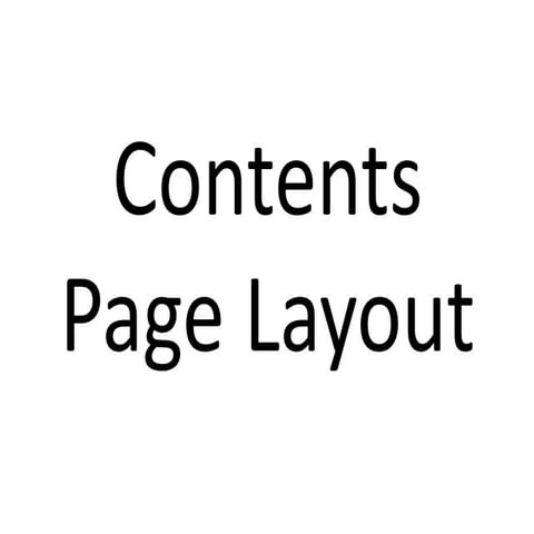 Contents page layout