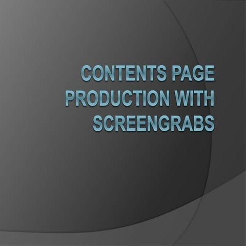 Contents page production with screengrabs