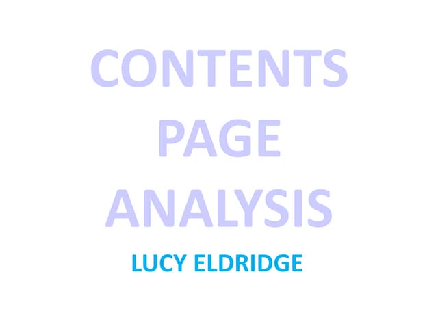 Contents pages