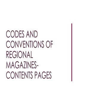 Codes and Conventions - CONTENTS PAGES 