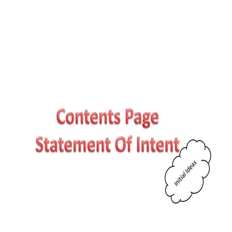 Contents page statement of intent