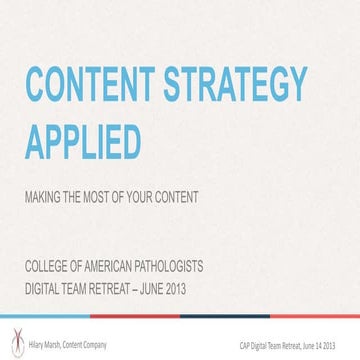 Content Strategy Applied: Making the most of your content