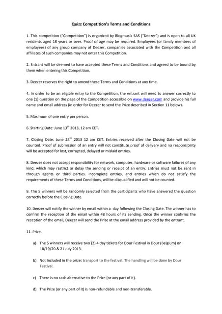 The doors competition terms and conditions | PDF