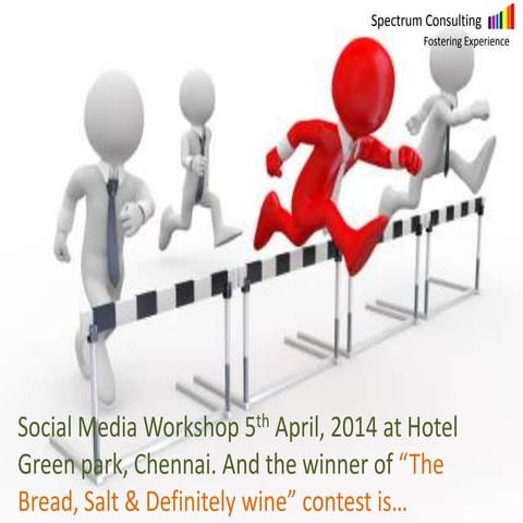 Contest winner of "The Bread, Salt & Definitely Wine" Social Media Workshop