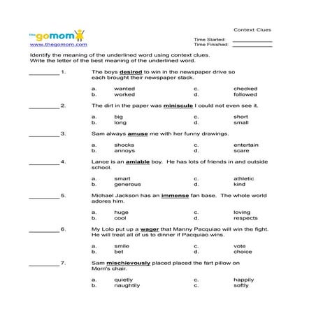 Context clues-2-worksheets
