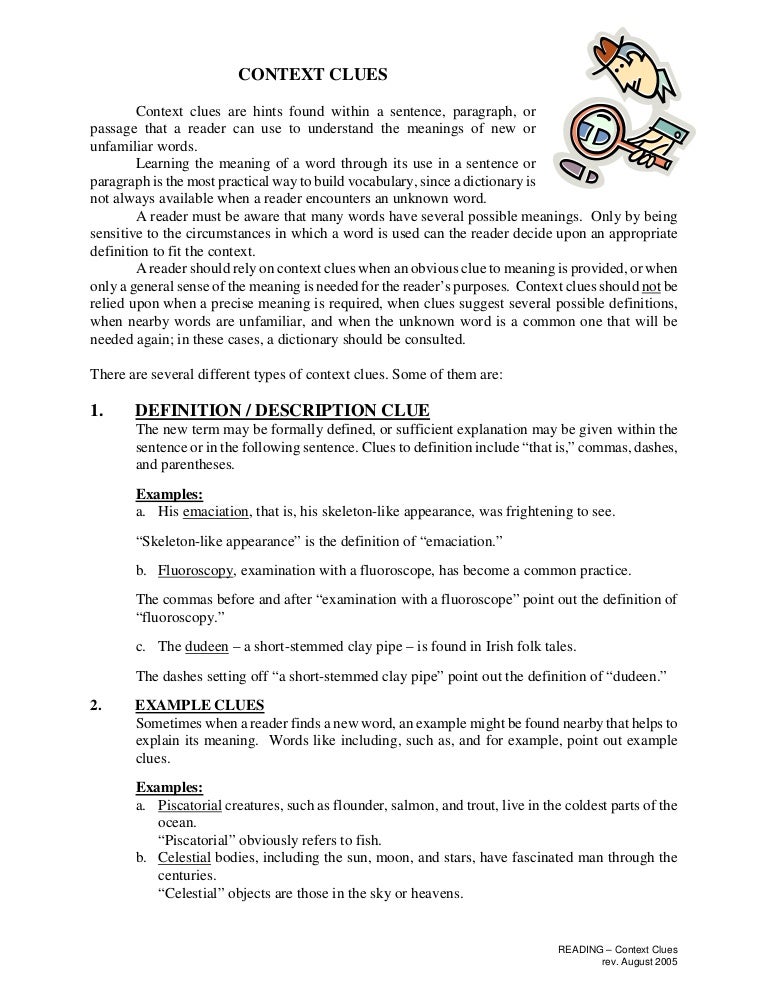 Context Clues Exercise