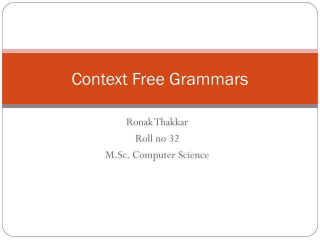 Context free grammars