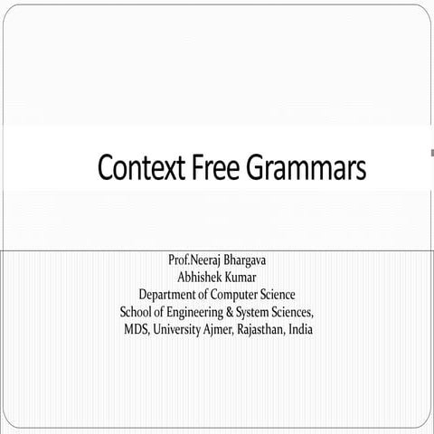Context free grammars