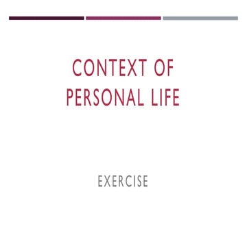 Context of Personal Life Exercise
