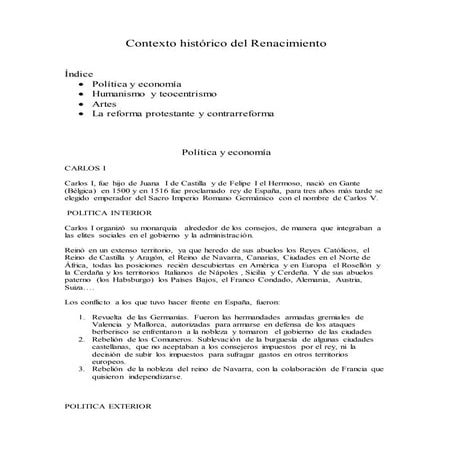 Contexto histórico del Renacimiento