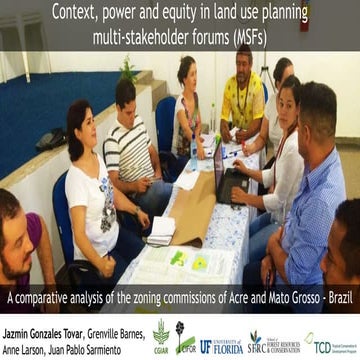 Context, power and equity in land use planning - multi-stakeholder forums (MSFs)