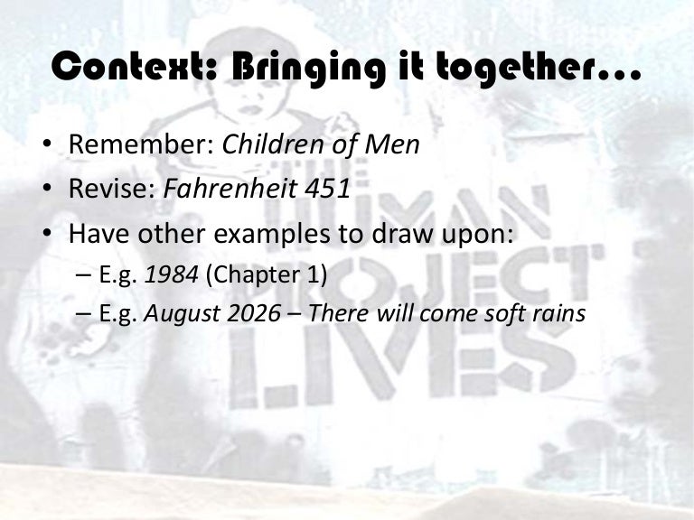Context Revision Fahrenheit 451 1984 Chapter 1 August 2026