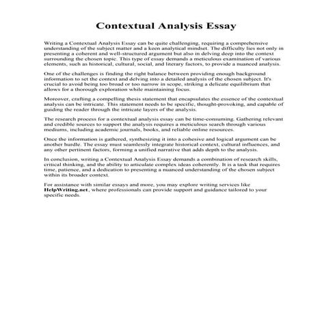 Contextual Analysis Essay. Pickaway-Ross Career and Technology Center