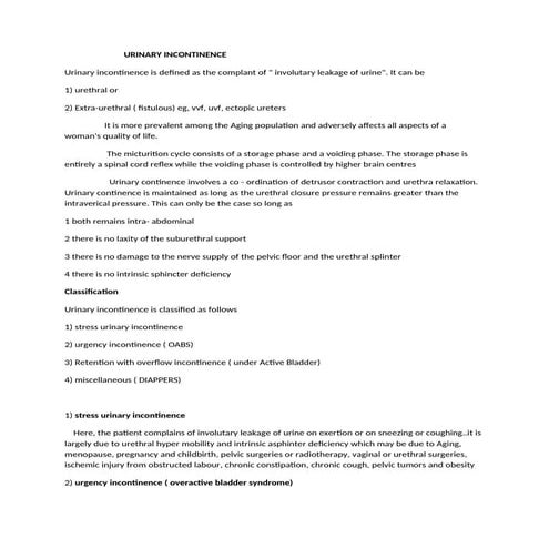 Urinary retention and incontinence | PPTX