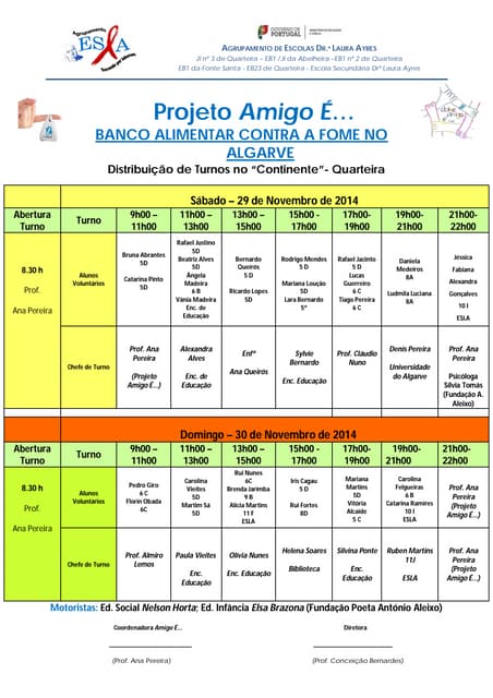 Continente turnos banco novembro 14...