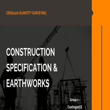 CONSTRUCTION SPECIFICATION & EARTHWORKS