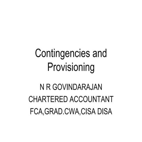 Contingencies and provisioning[1]