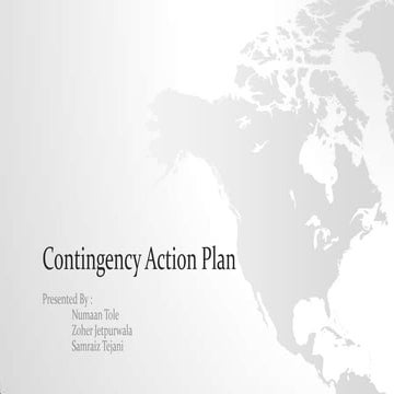 Contingency action plan - (Disaster Management)
