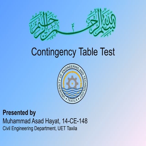 Contingency Table Test, M. Asad Hayat, UET Taxila