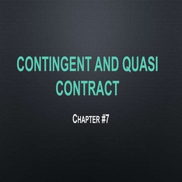 Contingent and quasi contract detailed