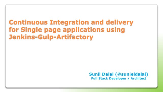 Continous integration and delivery for single page applications