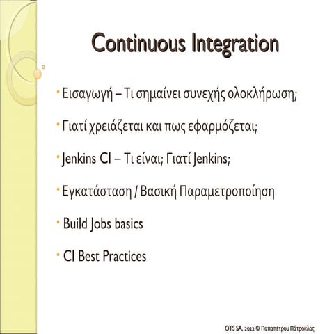 Continous integration with jenkins