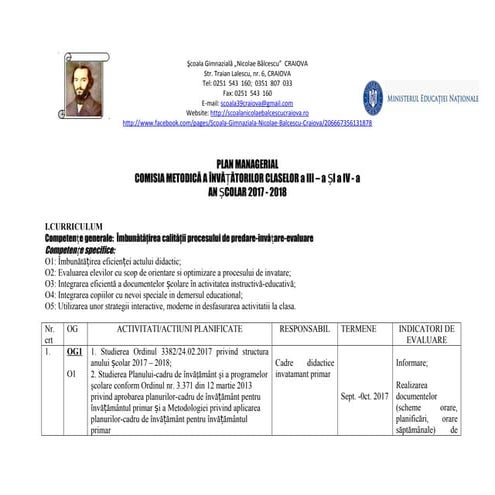 Continuare plan managerial bun