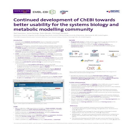 Continued development of ChEBI towards better usability for the systems biolo...