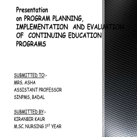 Continuing education planning
