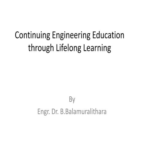 Continuing engineering education through lifelong learning