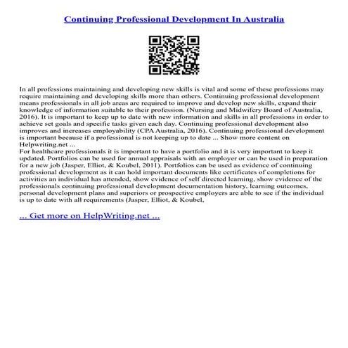 Continuing Professional Development In Australia