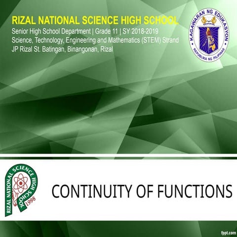 Continuity of a Function Differential Calculus