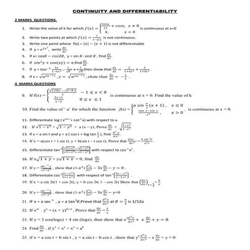 Continuity and differentiability
