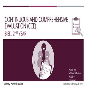 Continuous and comprehensive evaluation (cce)