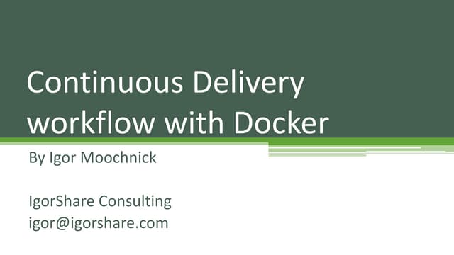 Continuous delivery workflow with Docker