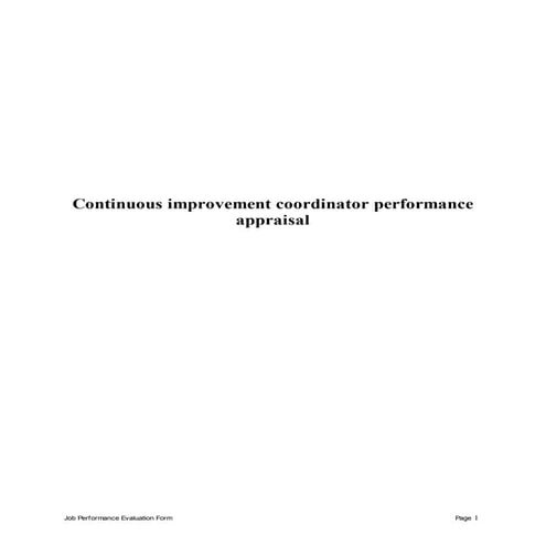 Continuous improvement coordinator performance appraisal
